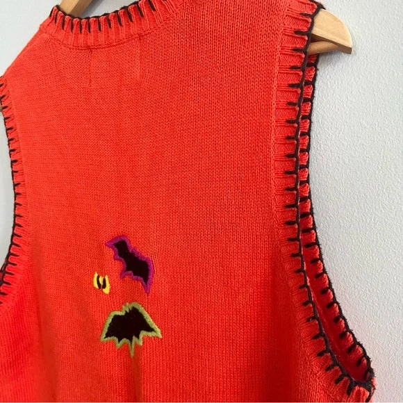 Tiara International Vintage Halloween Ghost Patchwork Sweater Vest Size Large - Picture 8 of 8